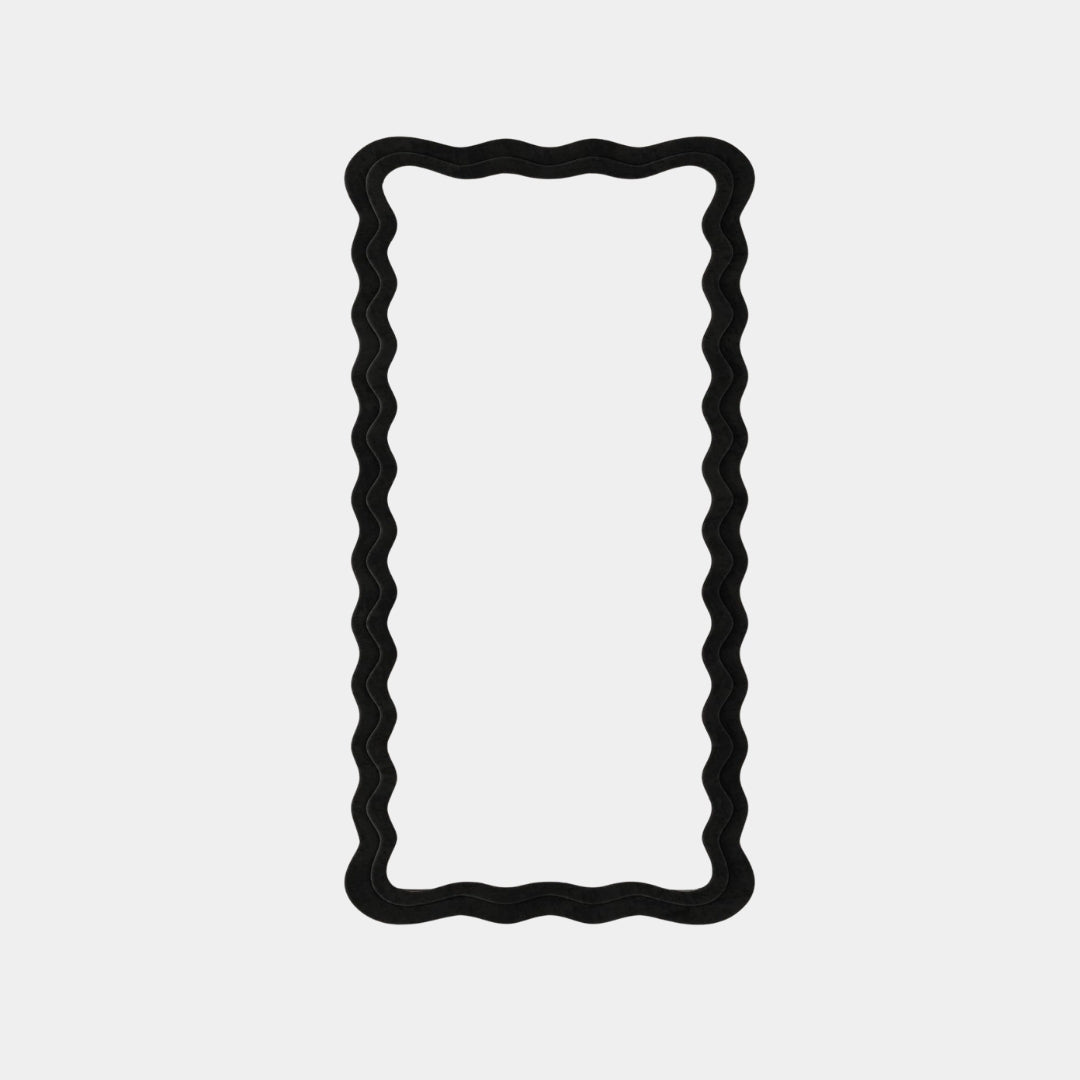 Aesthetic Black Rectangular Wavy Standing Mirror