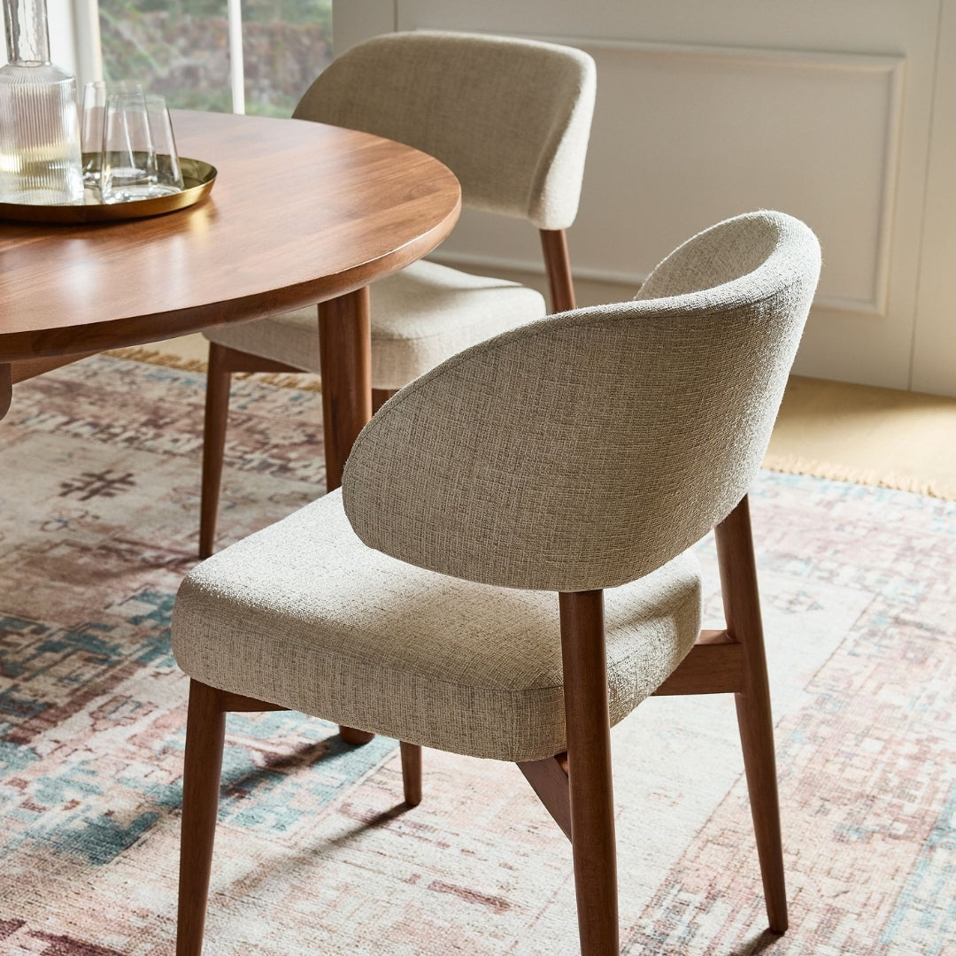 Vintage Inspired Wooden Upholstered Dining Chair