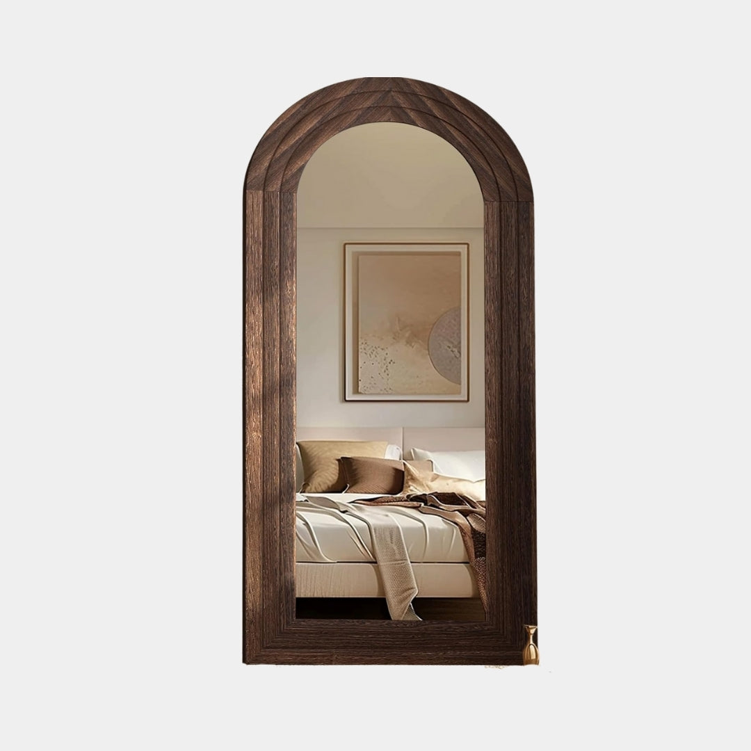 Earthtone Arch Wooden Standing Mirror