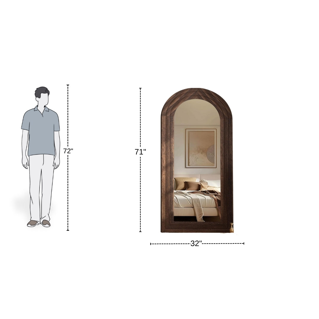 Earthtone Arch Wooden Standing Mirror