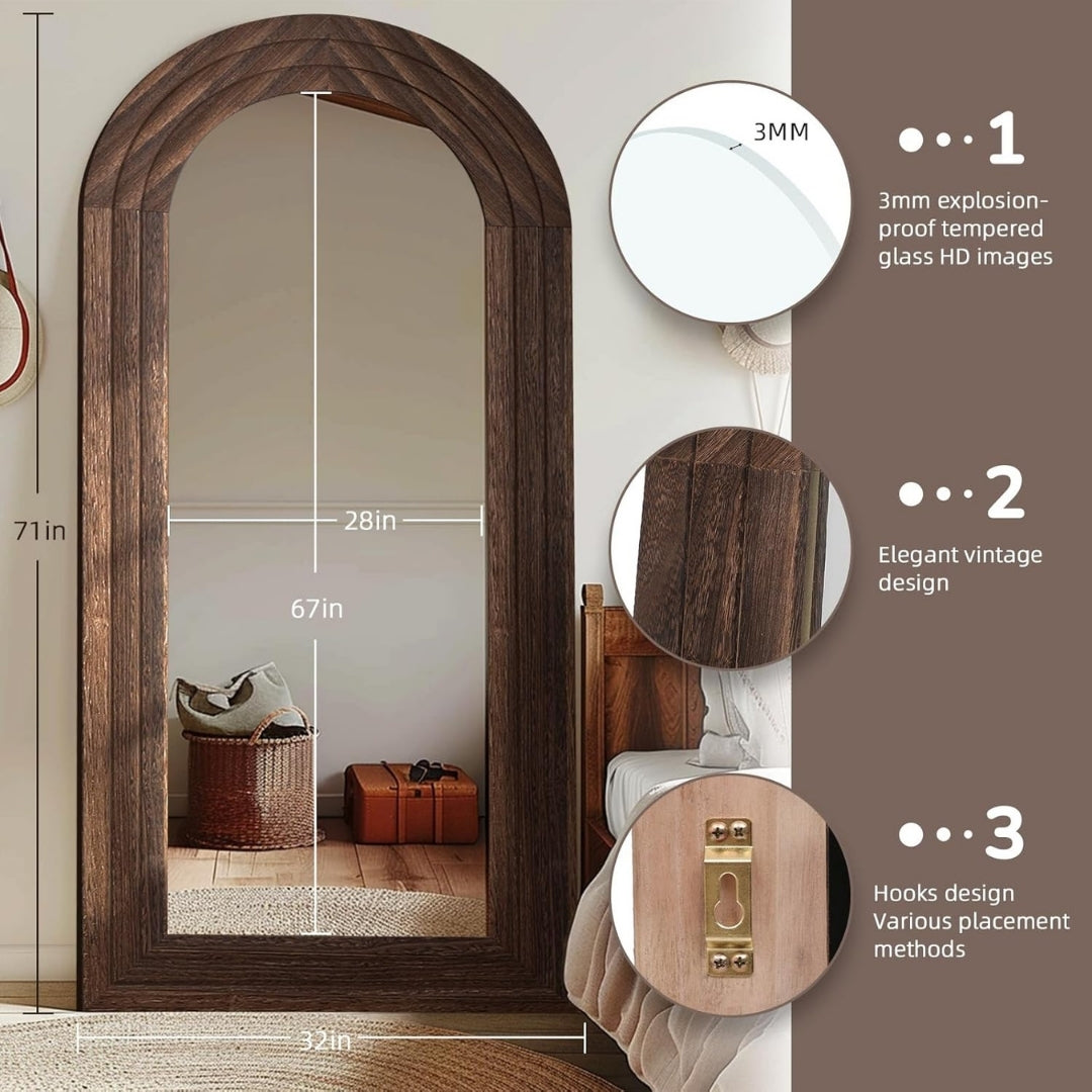 Earthtone Arch Wooden Standing Mirror