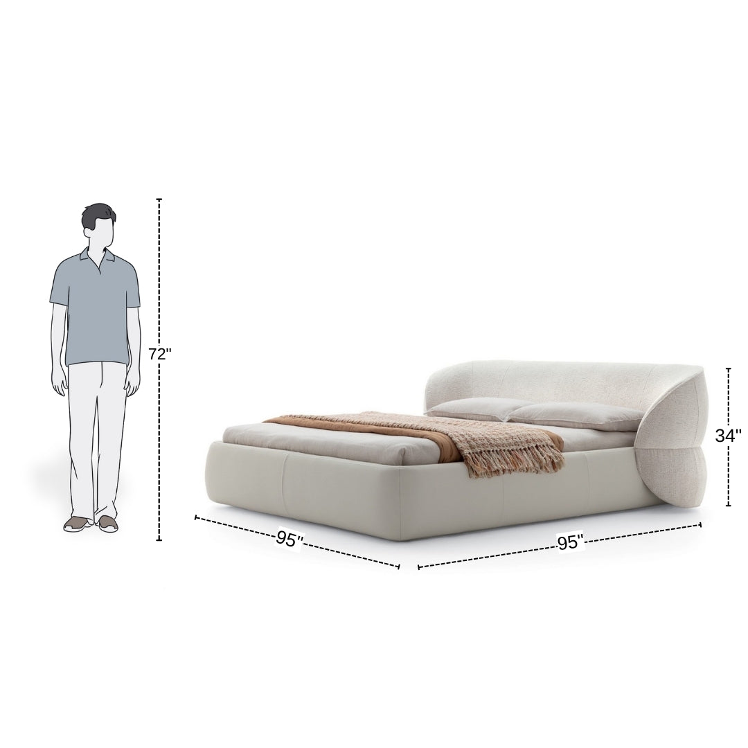 Ivory Aura Comfort Bed with Flowing Headboard
