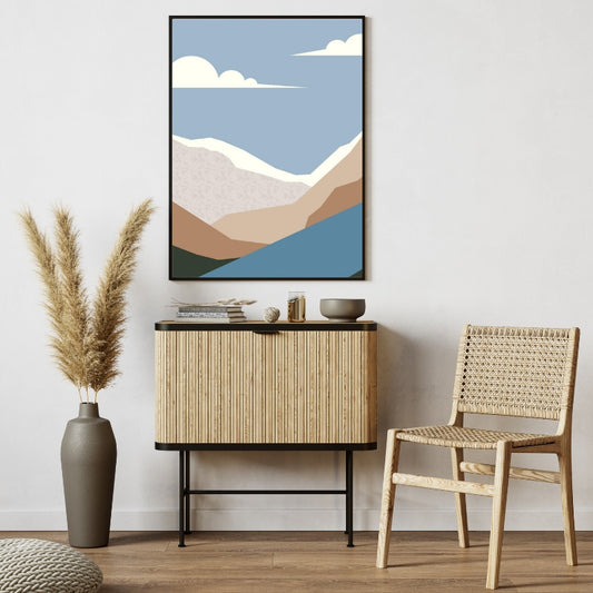 Mountain Landscape Wall Art with Frame