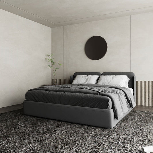 Space Grey Modern King-Size Bed With Hydraulic Storage