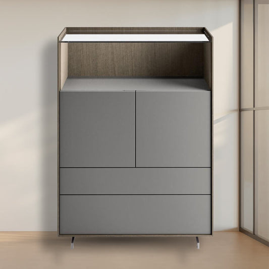 Modern Grey Storage Unit With Shelf & Drawer