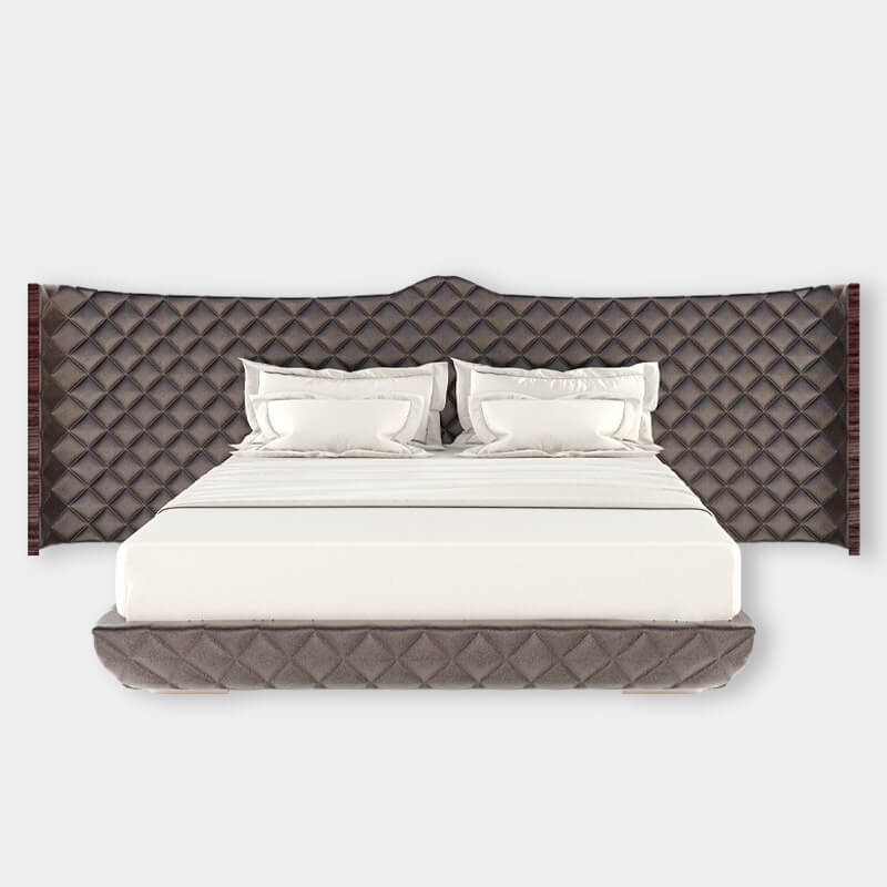 Modern King-Size Brown Bed With Solid Headboard