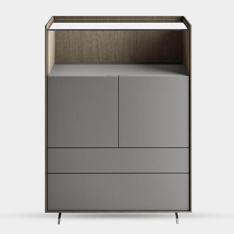 Modern Grey Storage Unit With Shelf & Drawer