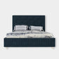 Velvet Upholstered Dark Teal King-Size Bed With Solid Headboard