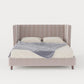 Velvet Upholstered Beige King-Size Bed for Luxury Bedroom