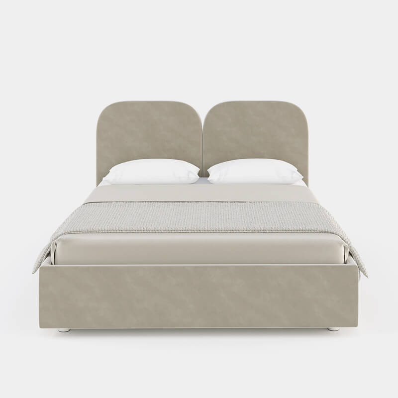 King size beige bed with storage