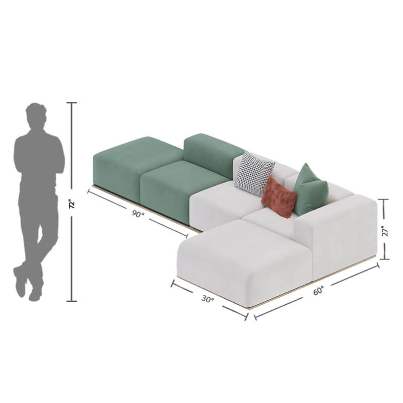 4 Seater L-Shaped Sofa in Dual Tone