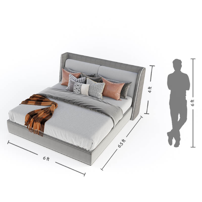 Ultra Sleek King-Size Modern Grey Bed With Hydraulic Storage