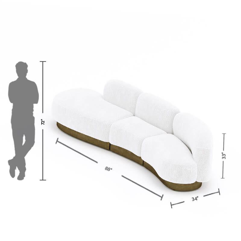 3 Seater Modern Snow White Sofa for Luxury Living Room