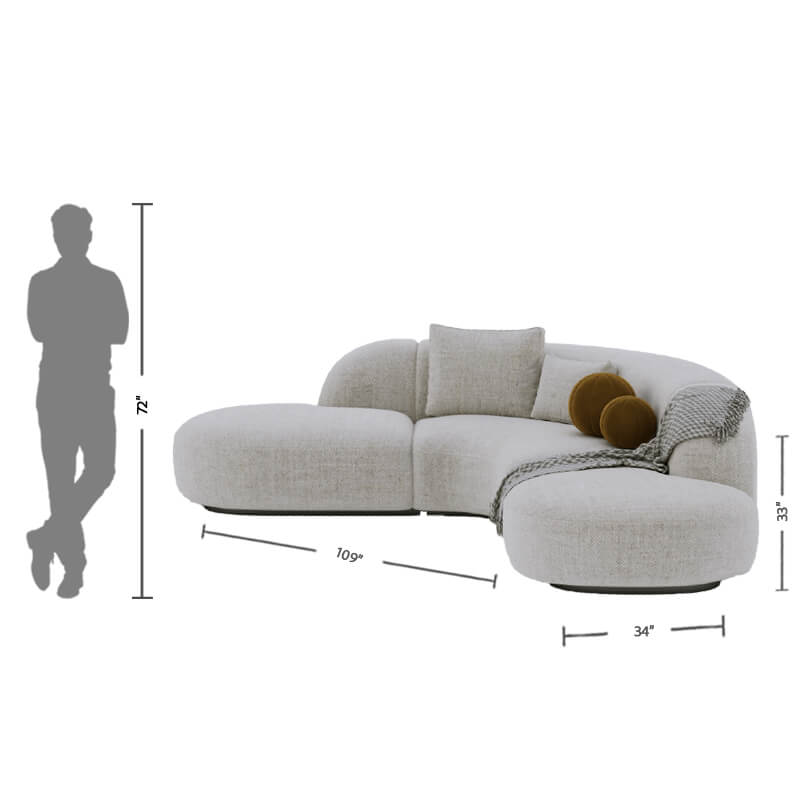 4 Seater Modern Curvy Beige Sofa