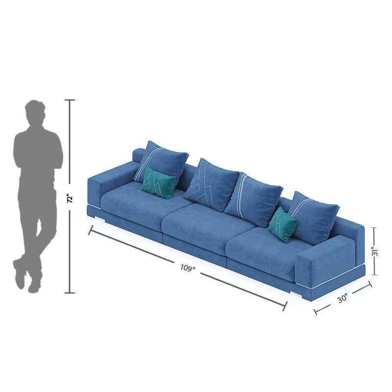 4 Seater Modern Blue Sofa