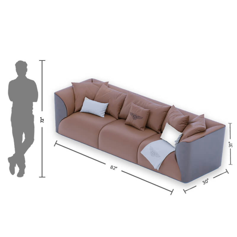 3 Seater Dual Tone Premium Brown Sofa With Leather Touch