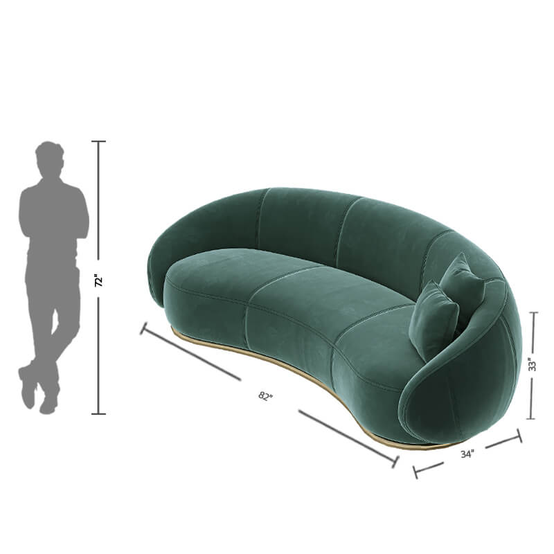 3 Seater Olive Green Modern Curvy Sofa