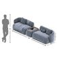 Stylish 4 Seater Cool Grey Sofa With Movable Center Unit