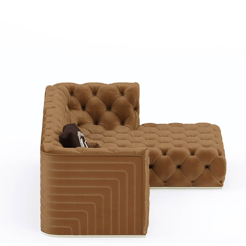 3 Seater L-Shaped Brown Sofa