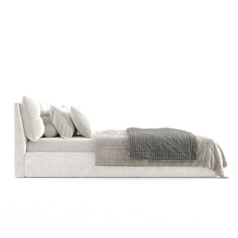 Modern Upholstered King-Size Beige Bed With Hydraulic Storage