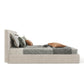 Upholstered King-Size Beige Bed With Hydraulic Storage