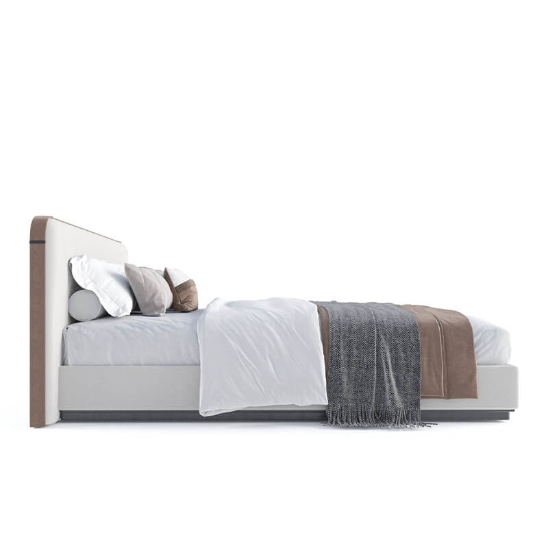 Ultra Sleek King-Size White Upholstered Bed for Luxury Bedroom