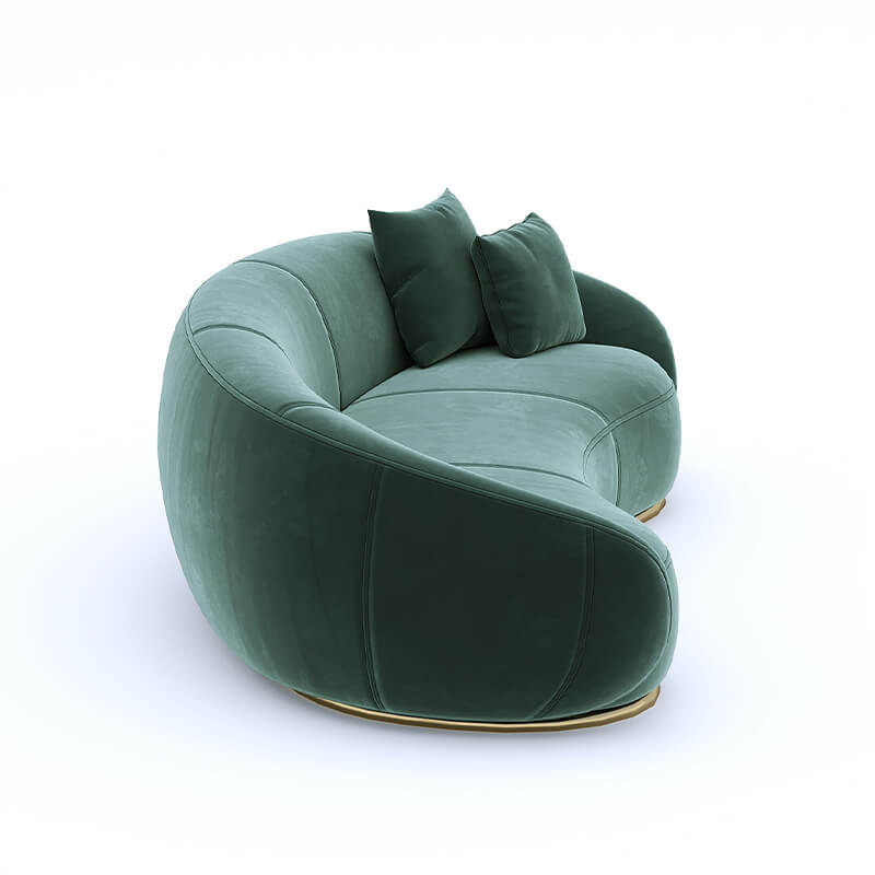 3 Seater Olive Green Modern Curvy Sofa