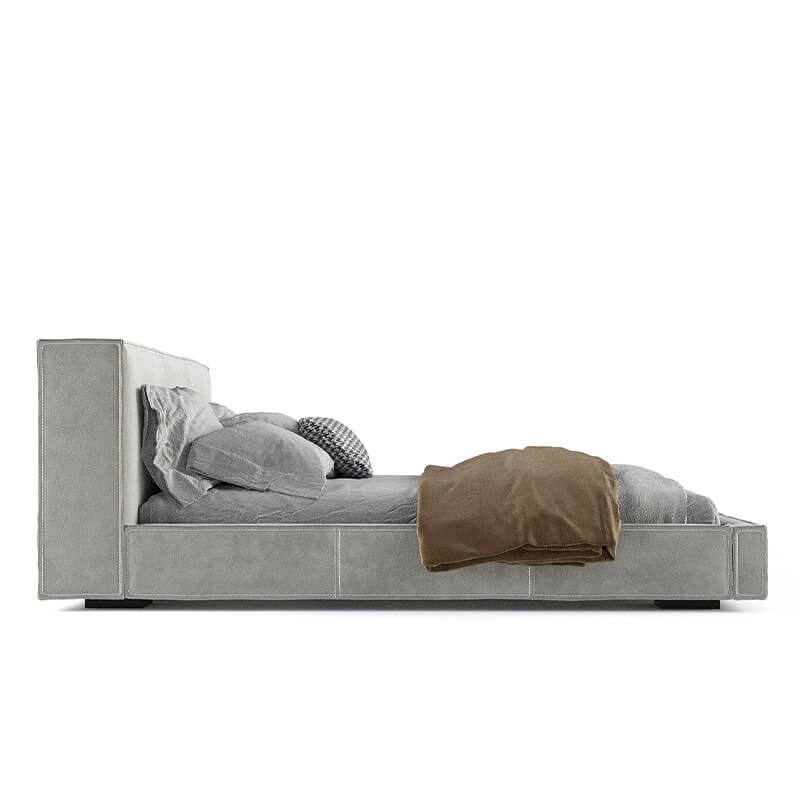 Modern King-Size Grey Bed With Hydraulic Storage