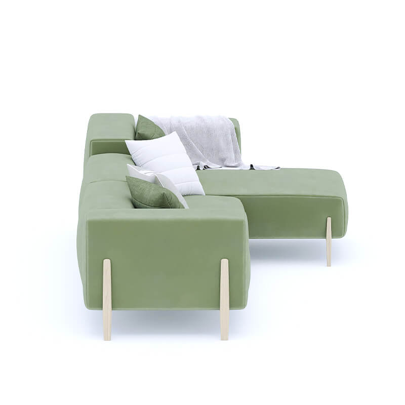 3 Seater L-Shaped Olive Green Sofa