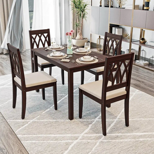 Minto 4 Seater sheesham wood Dining Set (With Cushion - Omega Pearl)