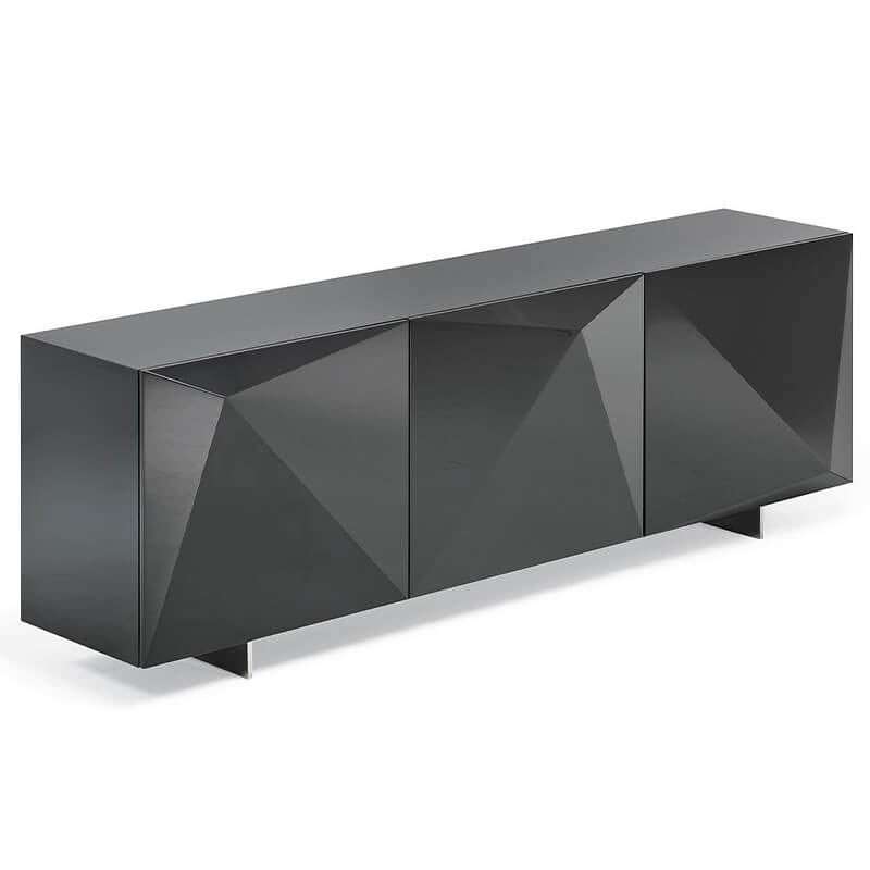 Modern Black Wooden TV Unit With Cabinets