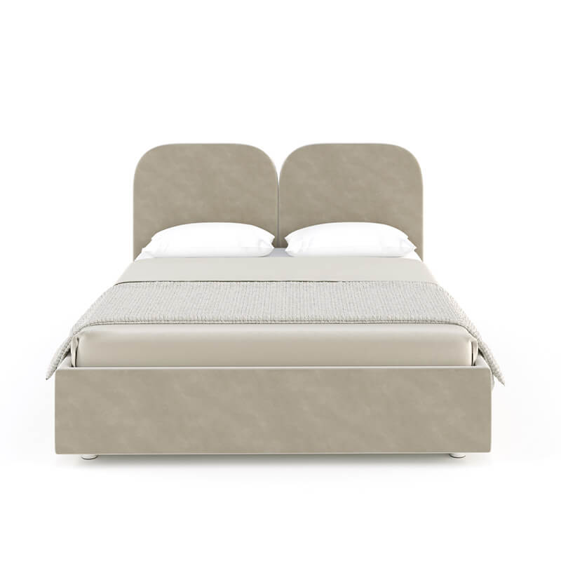 King size beige bed with storage