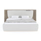 White King-Size Bed With Dual Tone Beige Upholstery