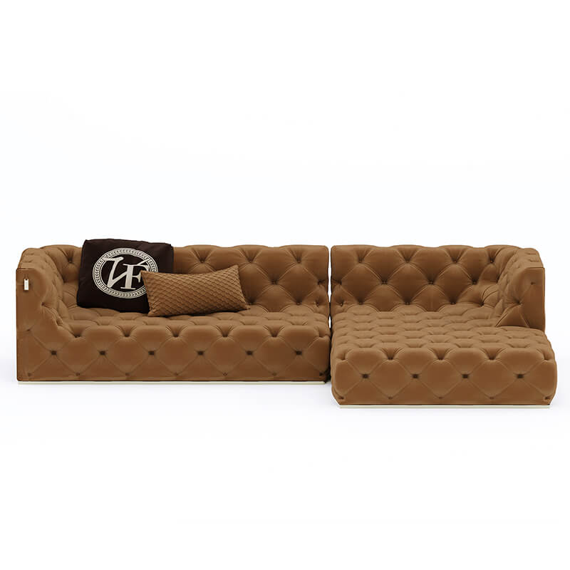 3 Seater L-Shaped Brown Sofa