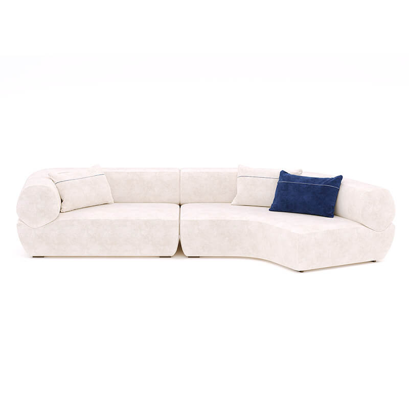 3 Seater Modern Curvy White Sofa