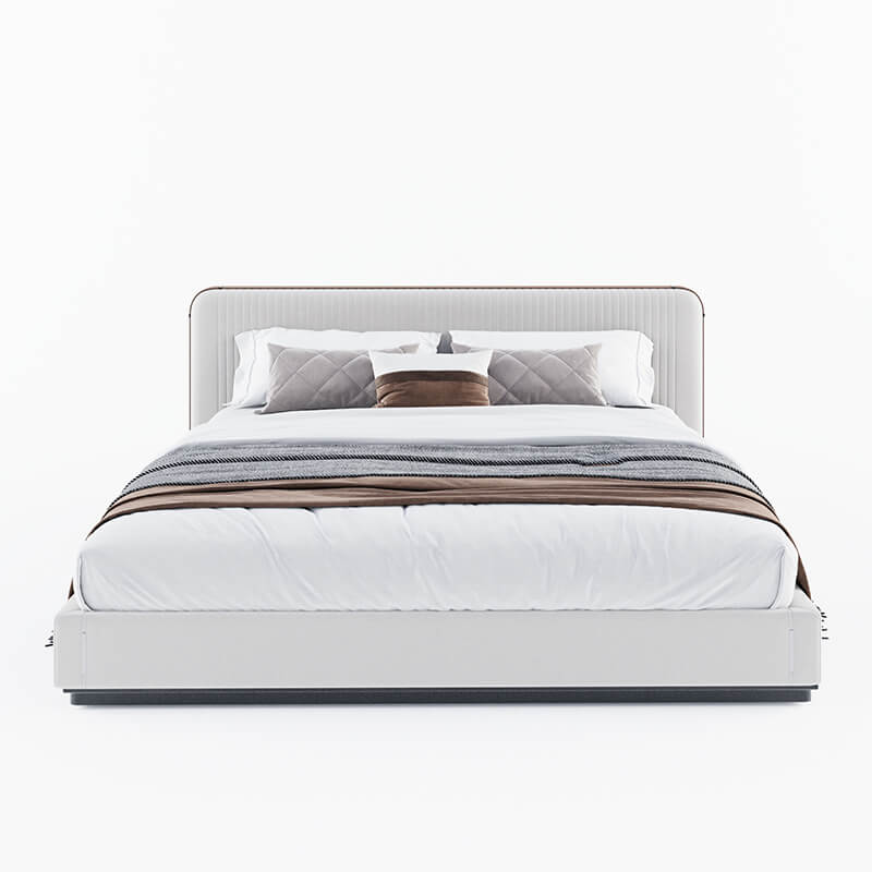 Ultra Sleek King-Size White Upholstered Bed for Luxury Bedroom