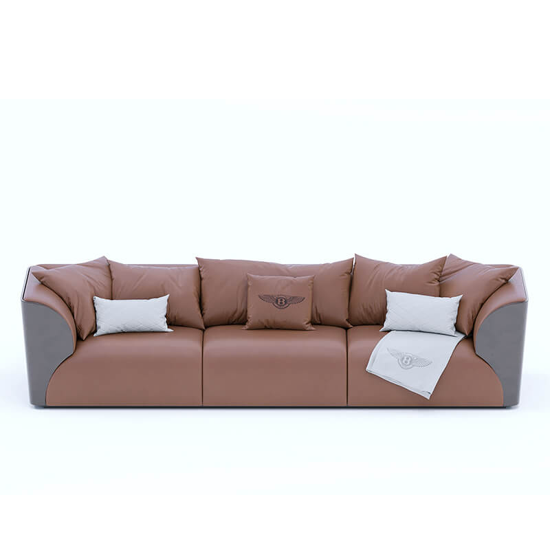 3 Seater Dual Tone Premium Brown Sofa With Leather Touch