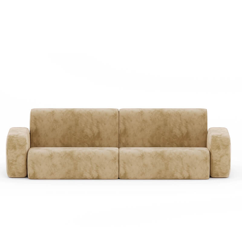 3 Seater Light Tan Sofa With Cushion Upholstery