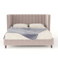 Velvet Upholstered Beige King-Size Bed for Luxury Bedroom