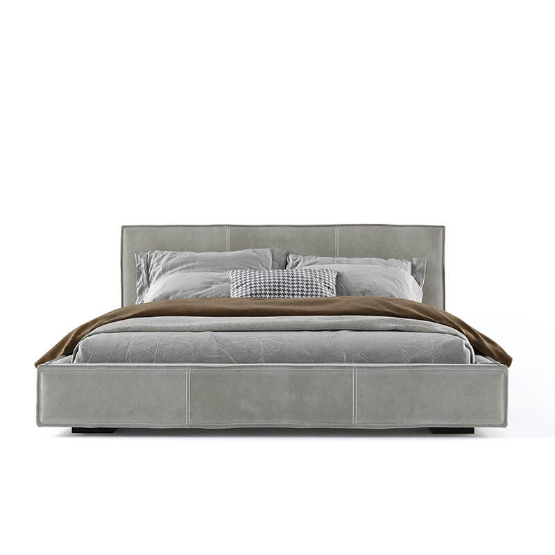 Modern King-Size Grey Bed With Hydraulic Storage