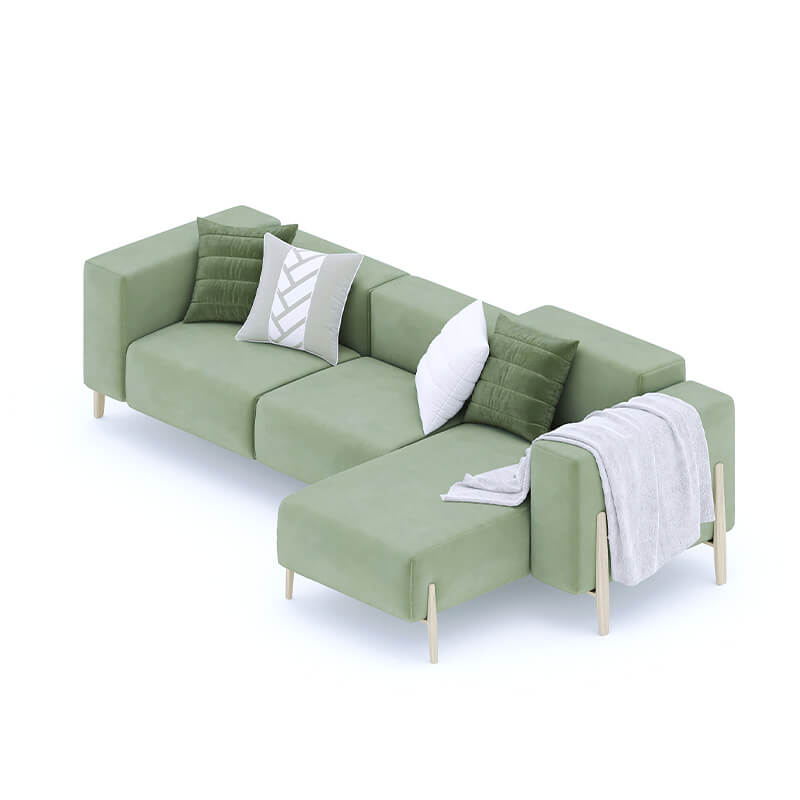 3 Seater L-Shaped Olive Green Sofa