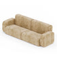 3 Seater Light Tan Sofa With Cushion Upholstery