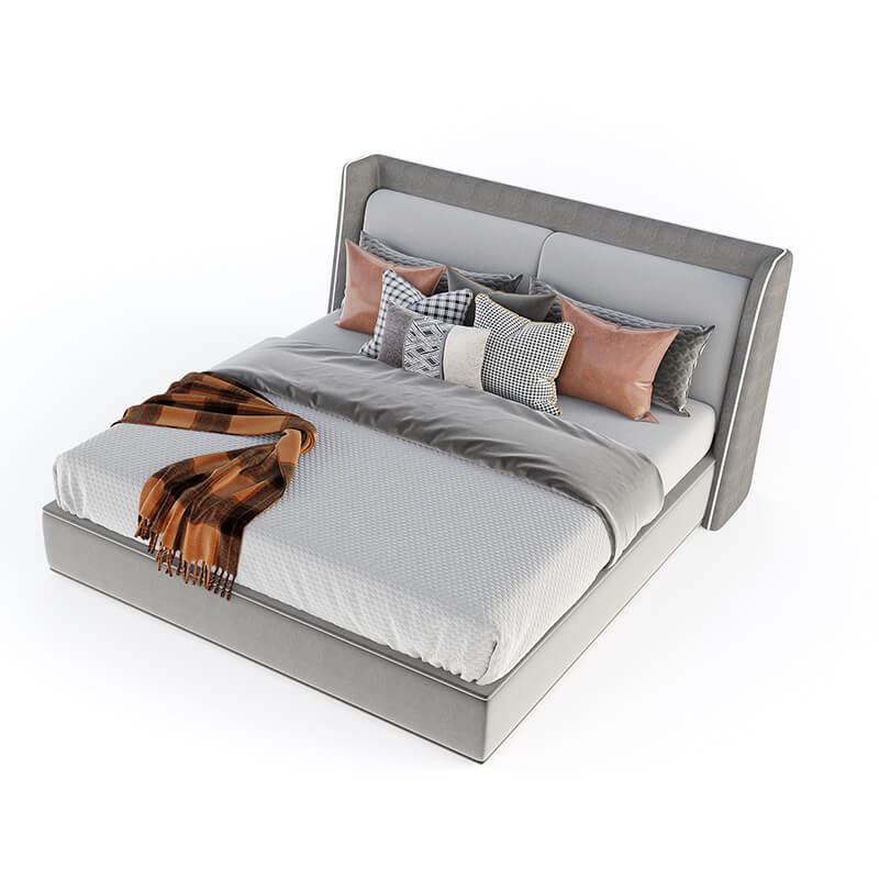 Ultra Sleek King-Size Modern Grey Bed With Hydraulic Storage