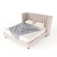 Velvet Upholstered Beige King-Size Bed for Luxury Bedroom