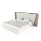 White King-Size Bed With Dual Tone Beige Upholstery