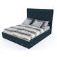 Velvet Upholstered Dark Teal King-Size Bed With Solid Headboard