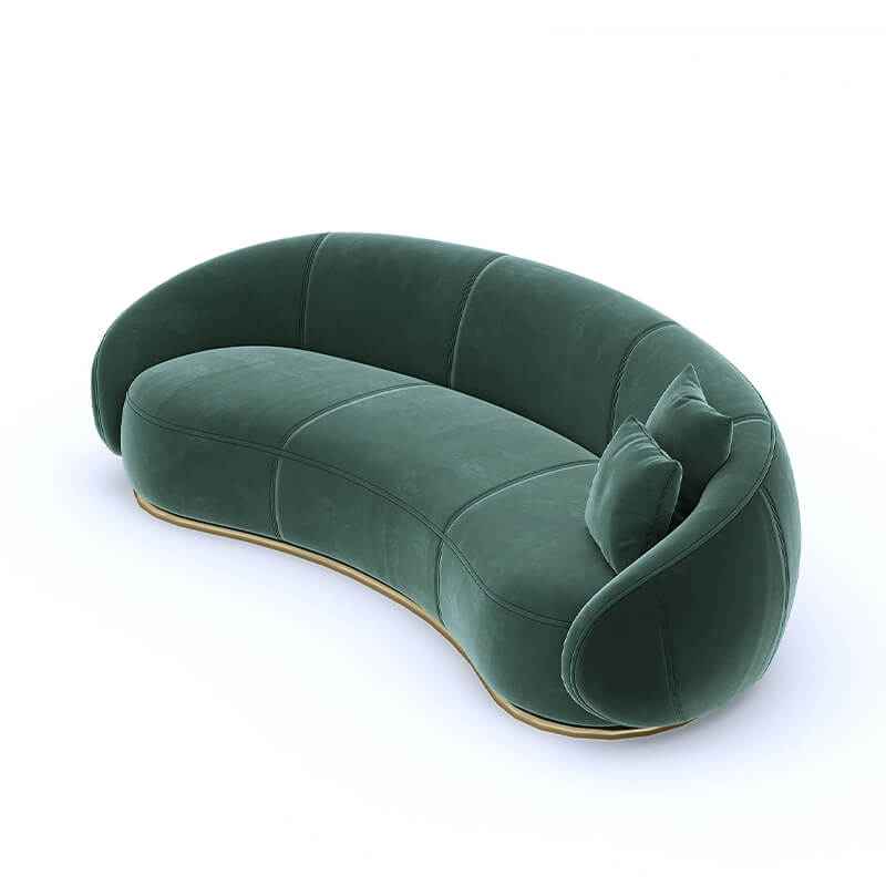 3 Seater Olive Green Modern Curvy Sofa