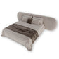 Velvet Upholstered Modern King Size Beige Bed